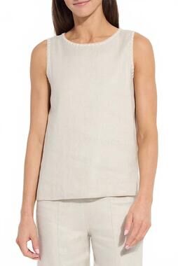 NEW LYSSE gabriela embroidered top in flax linen